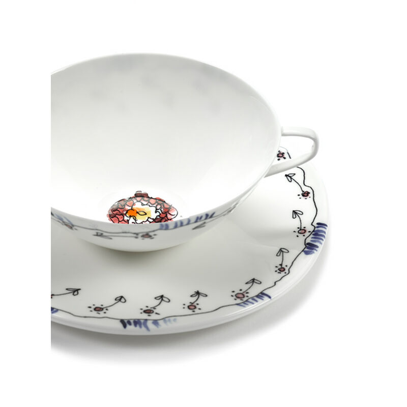 Marni Midnight Flowers Tea Cup & Saucer Set Of 2 - Anemone Milk image number 2